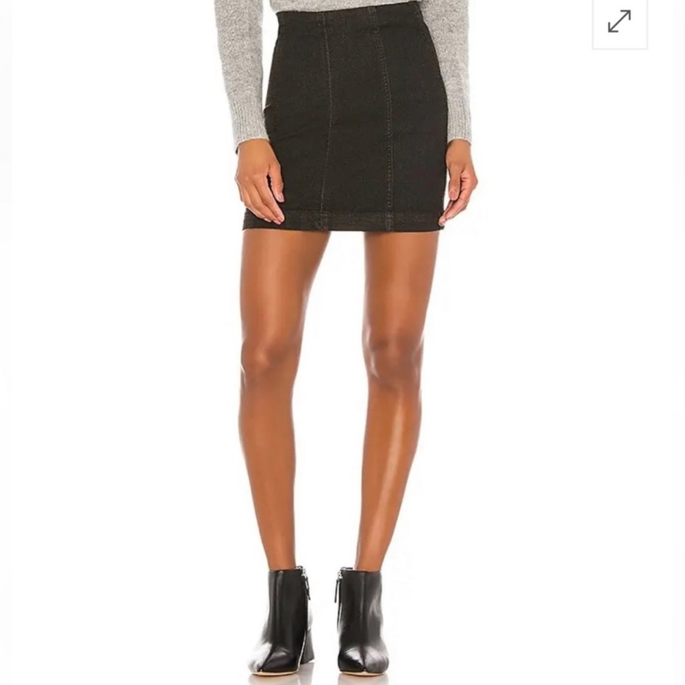 Free People Black Denim Mini Skirt